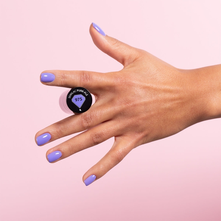 Semilac Purr-Ple 975 lakier hybrydowy, intensywny fiolet Semilac, lakier hybrydowy 7 ml, profesjonalny lakier hybrydowy, kolorowa hybryda dla stylistek