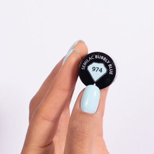 Semilac Bubbly Blue 974 lakier hybrydowy, pastelowy błękit Semilac, lakier hybrydowy 7 ml, Semilac lakier niebieski, profesjonalny lakier hybrydowy