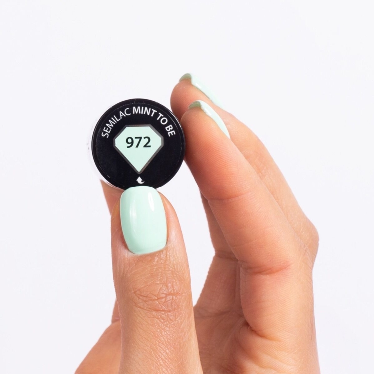 Semilac Mint to Be 972 lakier hybrydowy, lakier hybrydowy miętowy pastelowy, lakier hybrydowy Semilac 7ml, profesjonalny manicure hybrydowy, pastelowy miętowy lakier