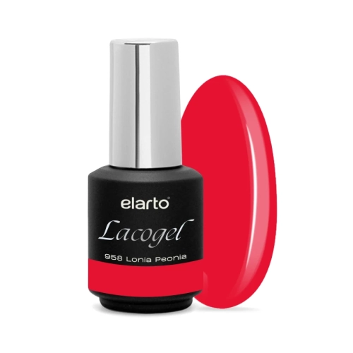 Elarto Lacogel 958, Lonia Peonia lakier hybrydowy, różowy lakier hybrydowy Elarto, lakier hybrydowy 7 ml Elarto, manicure hybrydowy Lacogel