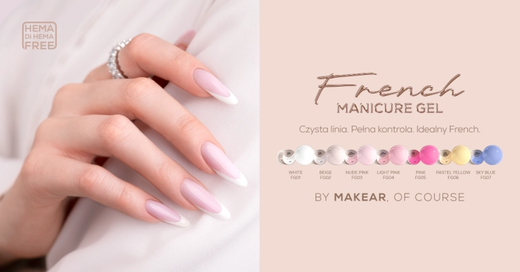 French Manicure Gel White Makear, żel do french manicure, Makear FG01, żel do precyzyjnych linii, żel do zdobień paznokci