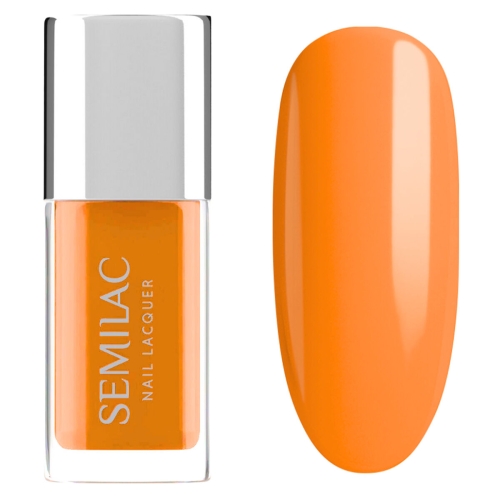 Semilac Neon Orange 121, lakier klasyczny pomarańczowy, neonowy lakier do paznokci, Semilac Nail Lacquer 9 ml, intensywny pomarańcz manicure