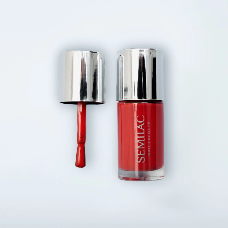 Semilac Neon Red 120, lakier klasyczny czerwony, neonowa czerwień paznokcie, lakier do paznokci Semilac 9 ml, intensywny czerwony manicure