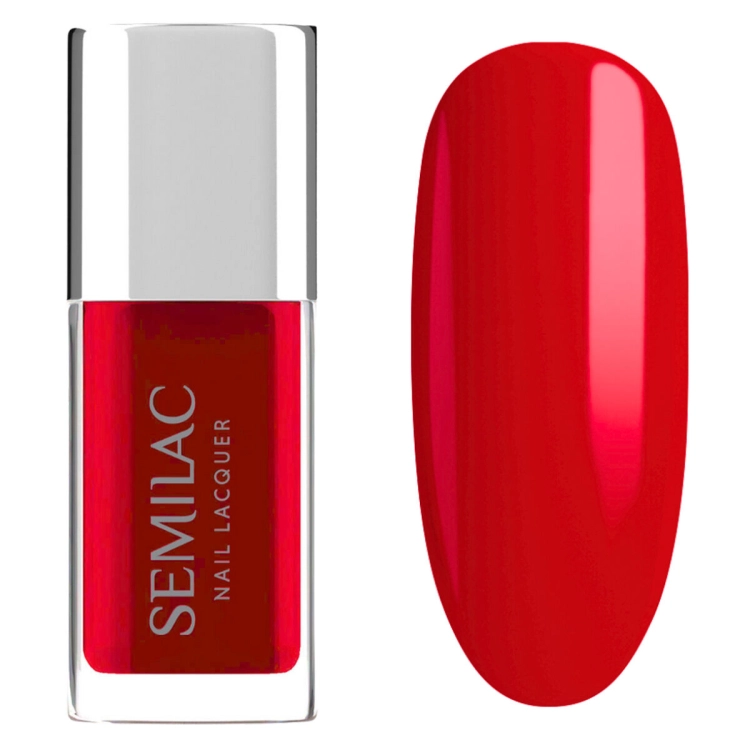 Semilac Neon Red 120, lakier klasyczny czerwony, neonowa czerwień paznokcie, lakier do paznokci Semilac 9 ml, intensywny czerwony manicure
