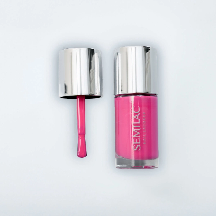 Semilac Neon Pink 119, lakier klasyczny różowy, neonowy róż paznokcie, lakier do paznokci Semilac 9 ml, intensywny róż manicure