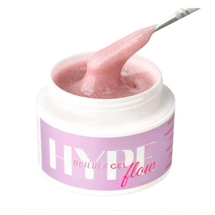 żel budujący Mistero Milano sparkle, Hype Flow Gel Rosy Sparkle 15g, żel reflective do paznokci, żel z drobinkami UV LED, żel samopoziomujący do przedłużania, żel bez HEMA