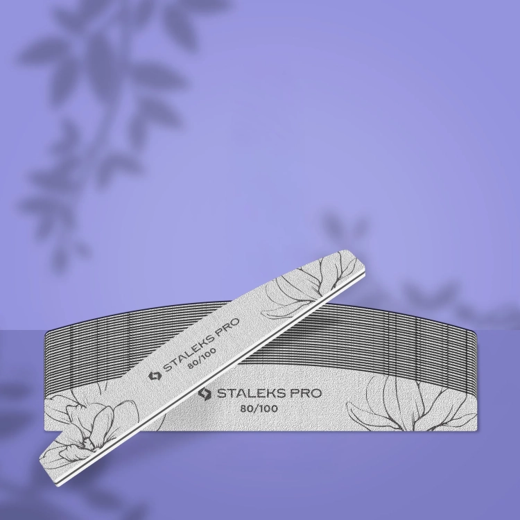 staleks pilnik półksiężyc 80 100 expert 40 25 szt, pilnik mineralny 80/100 do żelu i akrylu, pilnik do zdejmowania stylizacji paznokci staleks, pilnik jednorazowy profesjonalny salon kosmetyczny, pilnik do opracowania i modelowania paznokci