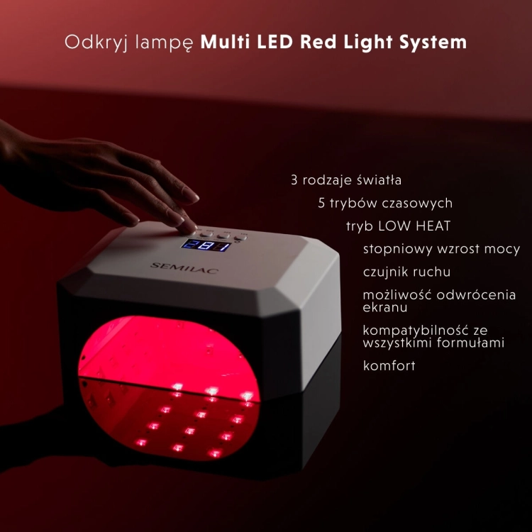 lampa UV LED Semilac 24/48W, lampa do hybryd profesjonalna, lampa do żelu Semilac, Multi LED Red Light System, lampa do paznokci salonowa