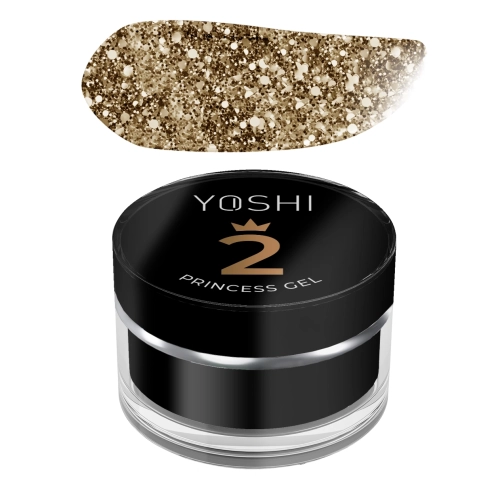 yoshi princess gel gold 5g, złoty żel do zdobień paznokci, żel z drobinami gold yoshi, nail art złoty efekt, princess nails gold, żel uv led zdobienia profesjonalne