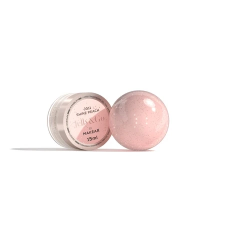 Makear Jelly&Go Shine Peach JG11, żel galaretka peach Makear, żel budujący z drobinkami, żel do przedłużania paznokci peach shine, profesjonalny żel do paznokci Makear