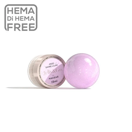 Makear Jelly&Go Shine Lilac JG12, żel galaretka lilac Makear, żel budujący z drobinkami fioletowy, żel do przedłużania paznokci shine, profesjonalny żel do paznokci Makear