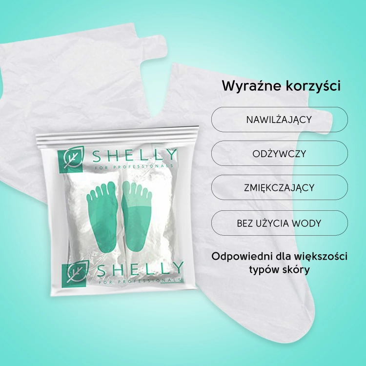 skarpetki do pedicure shelly 25 szt, pedicure bez moczenia, profesjonalny pedicure spa, skarpetki z keratyną i kolagenem, pielęgnacja stóp salon beauty, jednorazowe skarpetki do pedicure