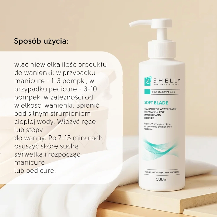 kąpiel do manicure shelly, preparat do pedicure spa, zmiękczanie skórek, soft blade spa bath, profesjonalny pedicure, przygotowanie skóry do stylizacji