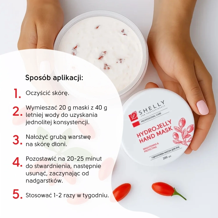 maska do dłoni shelly, hydrożelowa maska goji, maska do dłoni spa, regeneracja dłoni, rozświetlenie skóry dłoni, pielęgnacja suchej skóry dłoni