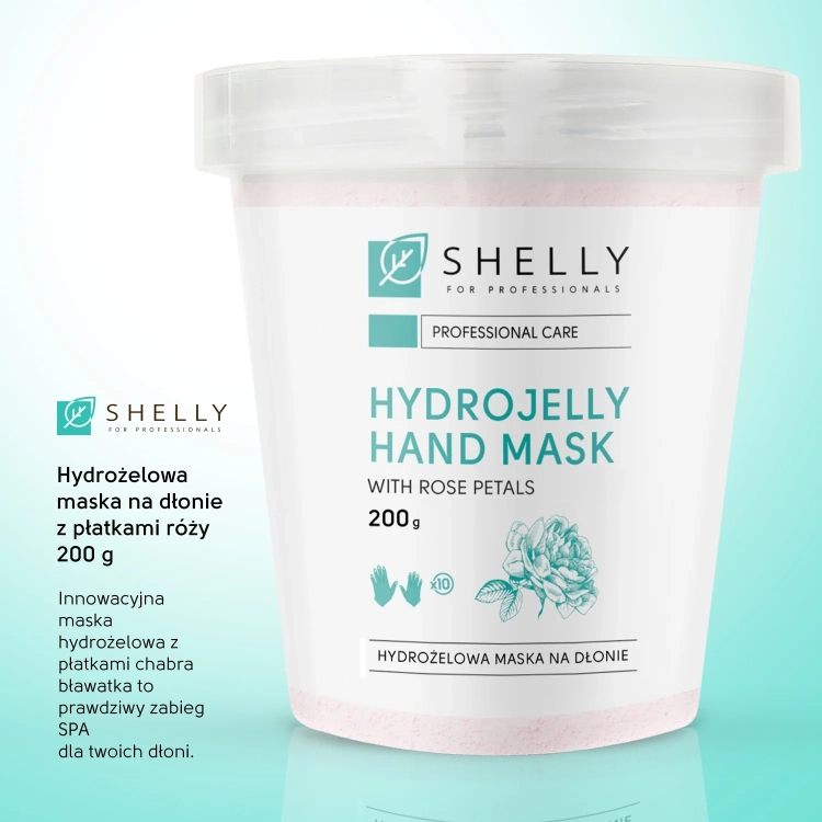 maska do dłoni shelly, hydrożelowa maska róża, regeneracja dłoni spa, maska do dłoni z płatkami róży, pielęgnacja suchej skóry dłoni, manicure spa shelly