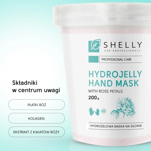 maska do dłoni shelly, hydrożelowa maska róża, regeneracja dłoni spa, maska do dłoni z płatkami róży, pielęgnacja suchej skóry dłoni, manicure spa shelly
