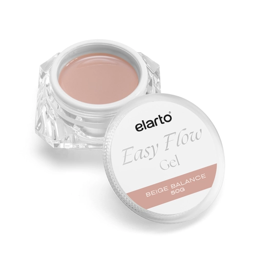 Elarto Easy Flow Gel Beige Balance 50g, beżowy żel budujący nude, żel bez piłowania Elarto, samopoziomujący żel budujący, profesjonalny żel UV LED, naturalny manicure nude, żel do przedłużania paznokci