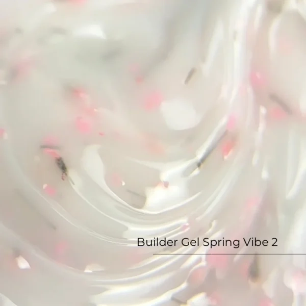 Crystal Professional Builder Gel Spring Vibe №2, żel z kwiatami, HEMA FREE żel budujący, nude flower gel, romantyczny manicure żelowy, naturalne paznokcie nude, żel UV LED do przedłużania paznokci