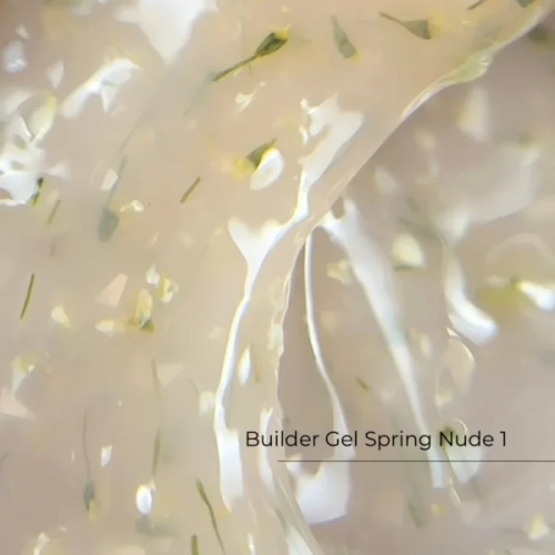 Builder Gel Spring Nude №1 Crystal Professional, żel budujący nude, żel z suszonymi kwiatami, HEMA free builder gel, TPO free builder gel, żel do budowy paznokci, żel do przedłużania paznokci, nude builder gel