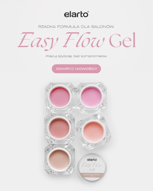 elarto easy flow gel lilac rose 50g, różowy żel budujący elarto, pastelowy róż z liliowym podtonem, samopoziomujący żel budujący, trójfazowy żel do paznokci