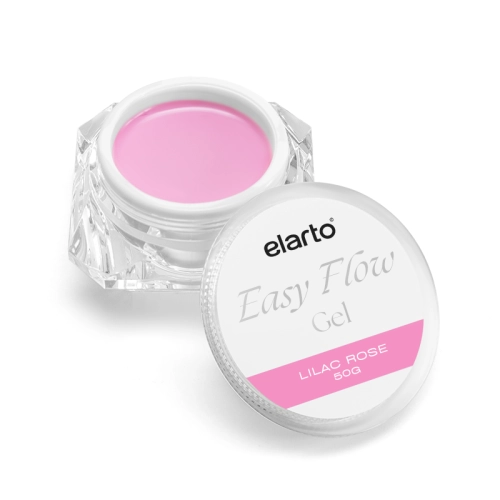 elarto easy flow gel lilac rose 50g, różowy żel budujący elarto, pastelowy róż z liliowym podtonem, samopoziomujący żel budujący, trójfazowy żel do paznokci