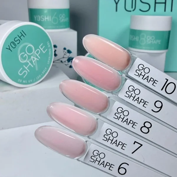 Yoshi GO SHAPE No7 50ml, jasny różowy żel budujący, pudrowy róż żel UV LED, żel samopoziomujący Yoshi, żel do budowy paznokci, żel do przedłużania paznokci