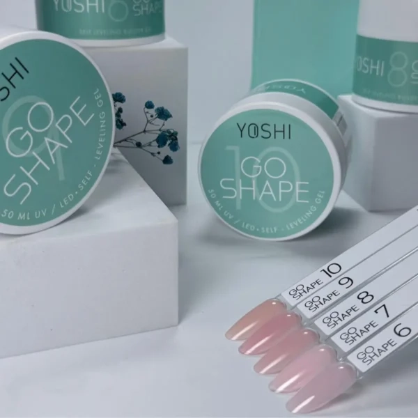 Yoshi GO SHAPE No8 50ml, nude żel budujący, naturalny żel do paznokci, brzoskwiniowy nude builder gel, żel samopoziomujący Yoshi, żel do przedłużania paznokci, neutralny nude UV LED