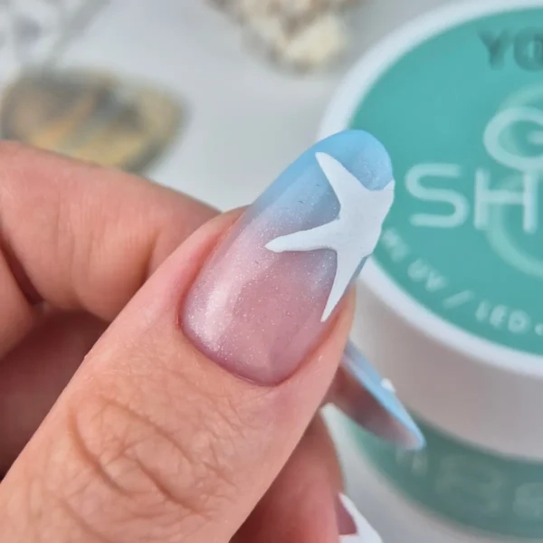 Yoshi GO SHAPE No8 50ml, nude żel budujący, naturalny żel do paznokci, brzoskwiniowy nude builder gel, żel samopoziomujący Yoshi, żel do przedłużania paznokci, neutralny nude UV LED