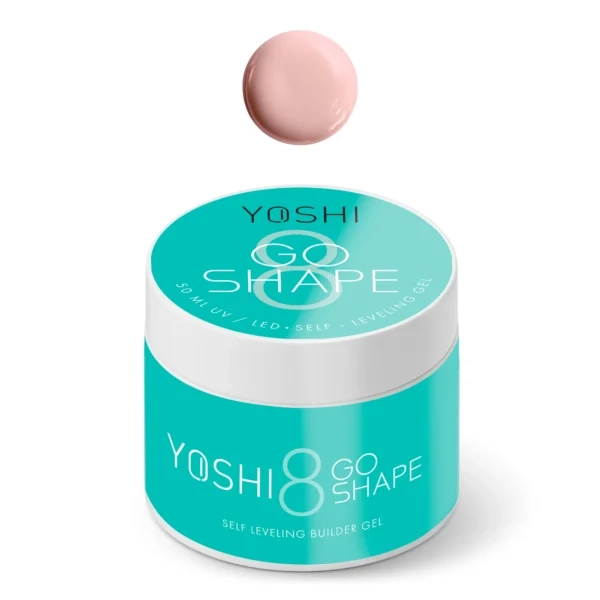 Yoshi GO SHAPE No8 50ml, nude żel budujący, naturalny żel do paznokci, brzoskwiniowy nude builder gel, żel samopoziomujący Yoshi, żel do przedłużania paznokci, neutralny nude UV LED