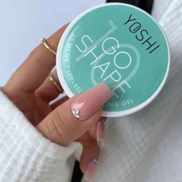 Yoshi GO SHAPE No10 50ml, bardzo jasny nude żel budujący, nude builder gel, brzoskwiniowy nude do paznokci, żel samopoziomujący Yoshi, żel do przedłużania paznokci