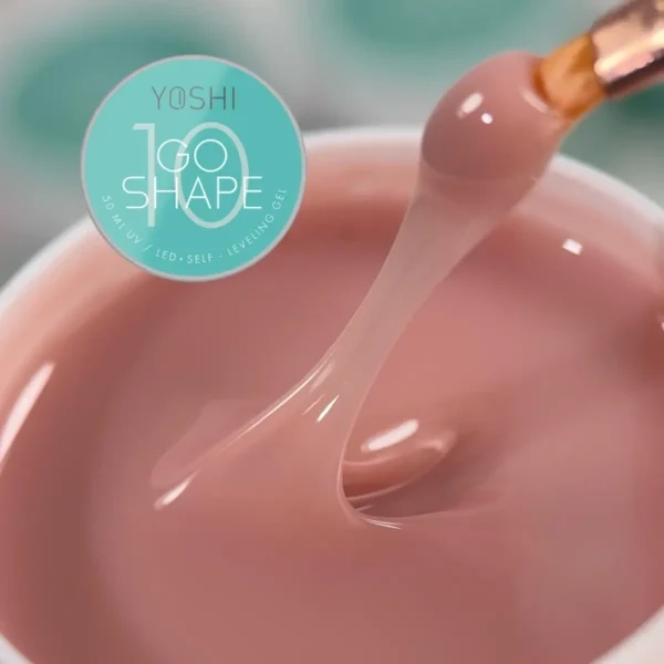 Yoshi GO SHAPE No10 50ml, bardzo jasny nude żel budujący, nude builder gel, brzoskwiniowy nude do paznokci, żel samopoziomujący Yoshi, żel do przedłużania paznokci
