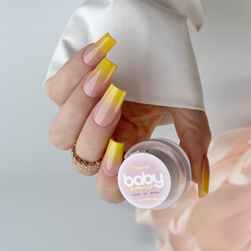 Baby Boomer Paint Żel 3w1 Nailsology Clavier R06 Lemon, żel do ombre paznokci, pastelowy baby boomer, limonkowe ombre paznokcie