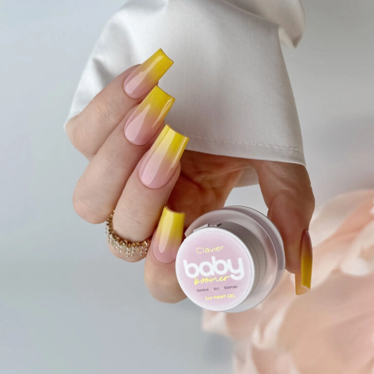 Baby Boomer Paint Żel 3w1 Nailsology Clavier R06 Lemon, żel do ombre paznokci, pastelowy baby boomer, limonkowe ombre paznokcie