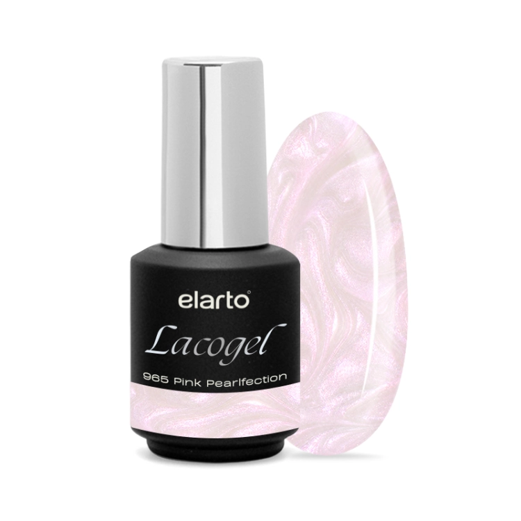 różowy lakier hybrydowy z opalizacją, Elarto Pink Pearlfection 965, perłowy lakier hybrydowy, lakier hybrydowy PearlFECTION, różowa opalizacja na paznokciach