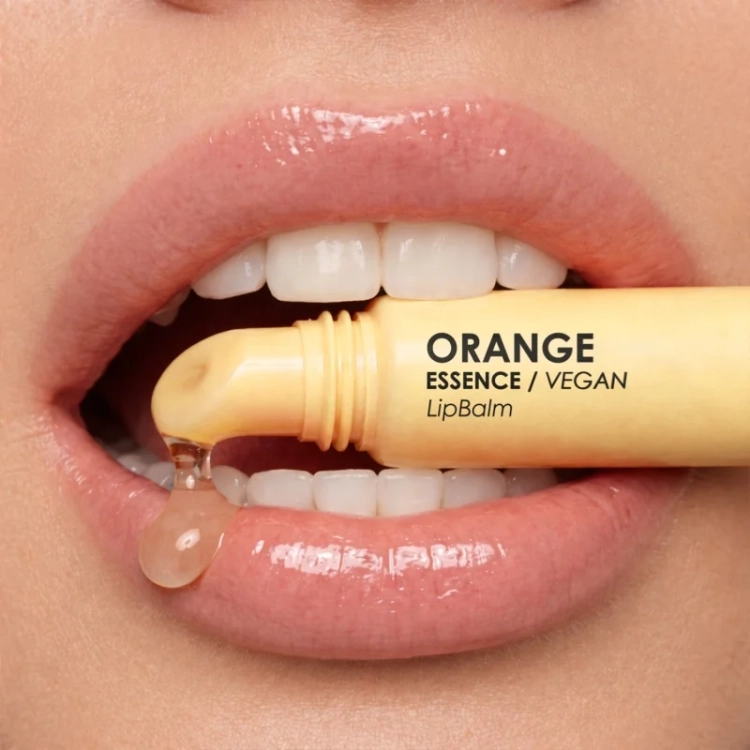 Yokaba Orange Essence Vegan Lip Balm, wegański balsam do ust, balsam do ust z pomarańczą, nawilżający balsam do ust 15 ml, balsam do ust z olejem awokado