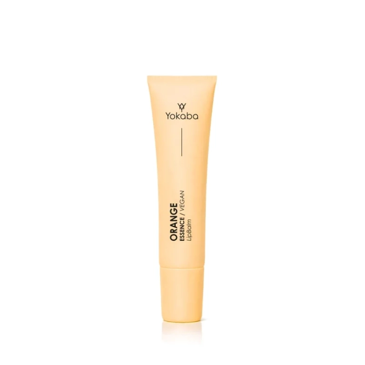 Yokaba Orange Essence Vegan Lip Balm, wegański balsam do ust, balsam do ust z pomarańczą, nawilżający balsam do ust 15 ml, balsam do ust z olejem awokado