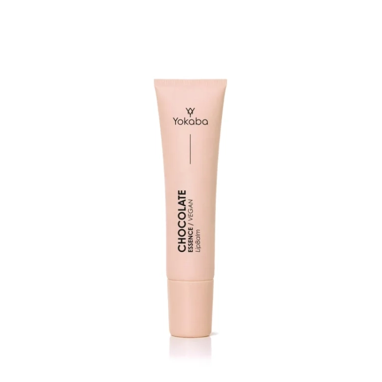 Yokaba Chocolate Essence Vegan Lip Balm, wegański balsam do ust, czekoladowy balsam do ust, nawilżający balsam do ust 15 ml, balsam do ust z olejem awokado, balsam do ust z olejem migdałowym