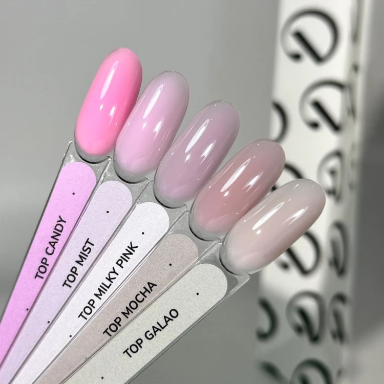 DIVNA Top Candy 13 ml, kolorowy top hybrydowy, top no wipe DIVNA, top do zdobień paznokci, błyszczący top hybrydowy, top samopoziomujący, trwały top do manicure hybrydowego, kolorowy top do paznokci bez przemywania.