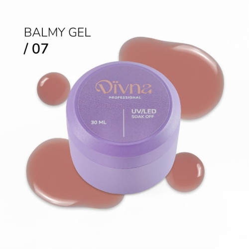 DIVNA Balmy Gel 07 30 g, żel budujący mleczny róż, samopoziomujący żel do paznokci, żel do budowy paznokci DIVNA, HEMA TPO FREE żel UV LED, żel do naturalnych stylizacji, profesjonalny żel budujący do manicure salonowego.