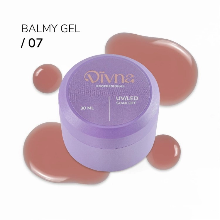 DIVNA Balmy Gel 07 30 g, żel budujący mleczny róż, samopoziomujący żel do paznokci, żel do budowy paznokci DIVNA, HEMA TPO FREE żel UV LED, żel do naturalnych stylizacji, profesjonalny żel budujący do manicure salonowego.