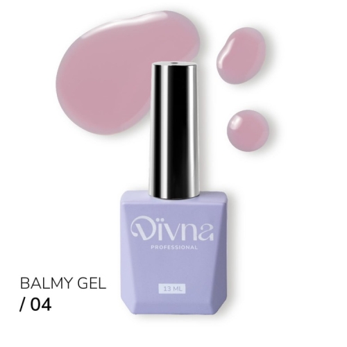 DIVNA Balmy Gel 04 13 ml, żel wzmacniający w butelce, samopoziomujący żel do paznokci, różowy żel do naturalnej płytki, HEMA TPO FREE, żel o konsystencji Rubber Base, profesjonalny żel do manicure salonowego, clean girl nails.