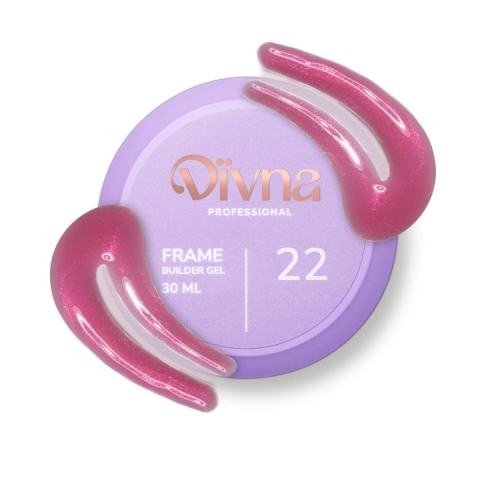 DIVNA Frame Builder Gel 22 30 g, żel budujący z brokatem, samopoziomujący żel do paznokci, żel do przedłużania paznokci, żel do nadbudowy paznokci, profesjonalny żel budujący DIVNA, żel do rekonstrukcji paznokci, żel kamuflujący z drobinkami.