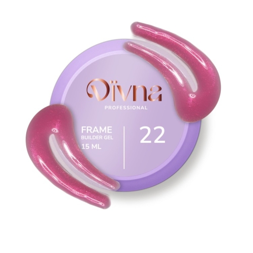 DIVNA Frame Builder Gel 22 15 g, żel budujący z brokatem, żel z efektem folii, samopoziomujący żel do paznokci, żel do przedłużania paznokci, profesjonalny żel budujący DIVNA, żel do nadbudowy i rekonstrukcji paznokci, żel budujący z drobinkami.