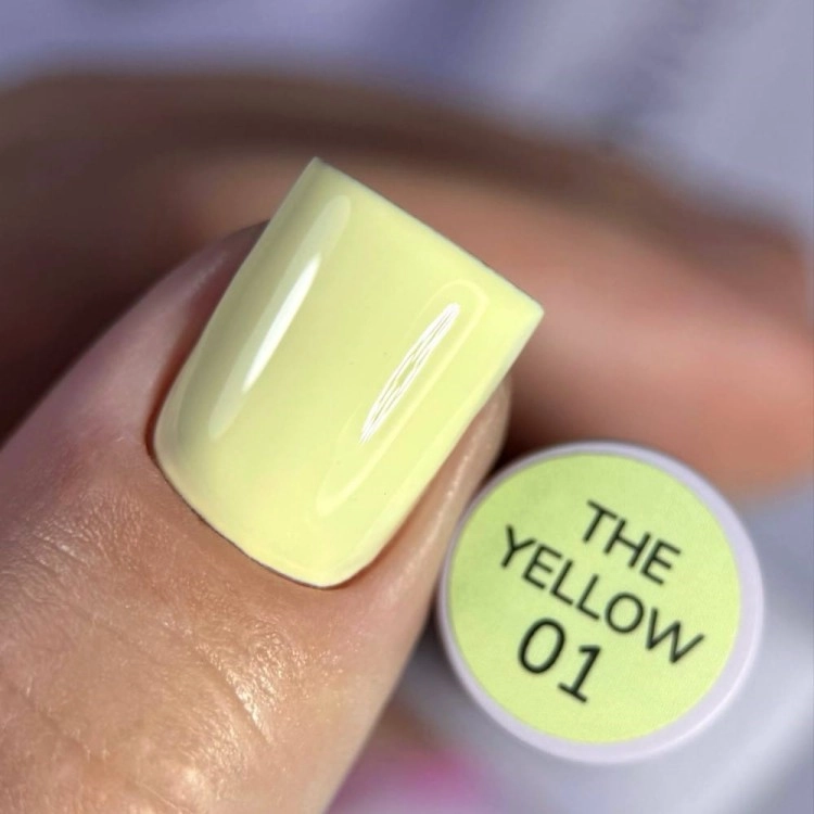 DIVNA The Yellow 01 7 ml, Summer Sorbet 2025, żółty lakier hybrydowy DIVNA, profesjonalny lakier hybrydowy, HEMA FREE, lakier hybrydowy UV LED, trwały manicure hybrydowy, lakier hybrydowy 7 ml.
