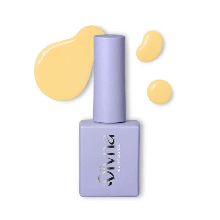 DIVNA The Yellow 02 7 ml, Summer Sorbet 2025, lakier hybrydowy DIVNA, żółty lakier hybrydowy, HEMA FREE, profesjonalny manicure hybrydowy, samopoziomujący lakier hybrydowy, lakier UV LED 7 ml.