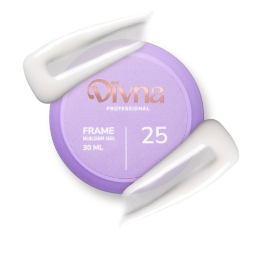 DIVNA Frame Builder Gel 25 30 g, żel budujący DIVNA, Frame Builder Gel 25, żel UV LED DIVNA, żel do przedłużania paznokci, żel samopoziomujący, profesjonalny żel budujący 30 g.