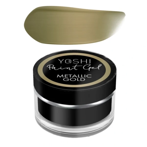 Paint Gel Yoshi Metallic Gold, metaliczny żel do zdobień, złoty paint gel, złoty żel UV LED, profesjonalny żel do Nail Art, efekt mirror na paznokciach, żel do cienkich linii, metaliczne złoto na paznokciac