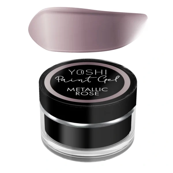 Paint Gel Yoshi Metallic Rose, metaliczny róż do zdobień, różowy paint gel, żel UV LED do Nail Art, metaliczny żel do paznokci, efekt mirror, żel do cienkich linii, profesjonalny paint gel Yoshi, różowe zdobienia paznokci, metaliczny róż na paznokciach.