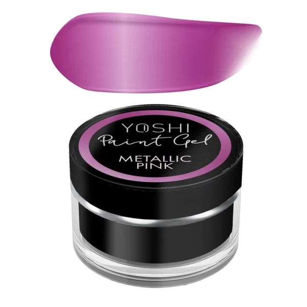 Paint Gel Yoshi Metallic Pink, metaliczny róż do zdobień, różowy paint gel, żel UV LED do Nail Art, metaliczny żel do paznokci, efekt mirror, żel do cienkich linii, profesjonalny Paint Gel Yoshi, róż glamour na paznokciach, metaliczne zdobienia paznokci.