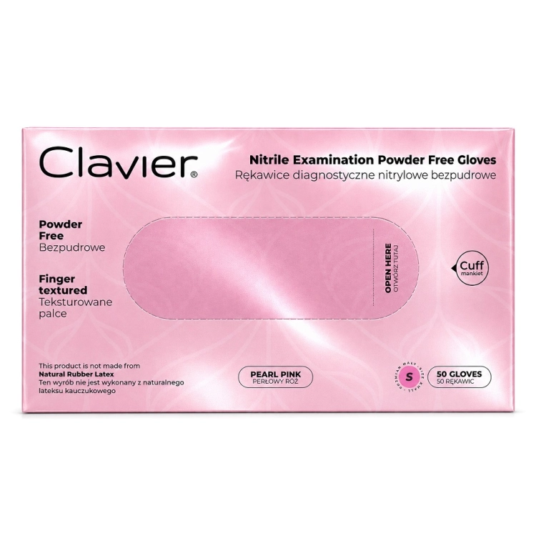 Rękawiczki nitrylowe Clavier Pearl Pink to jednorazowe rękawiczki diagnostyczne przeznaczone do pracy w salonach kosmetycznych i gabinetach medycznych.